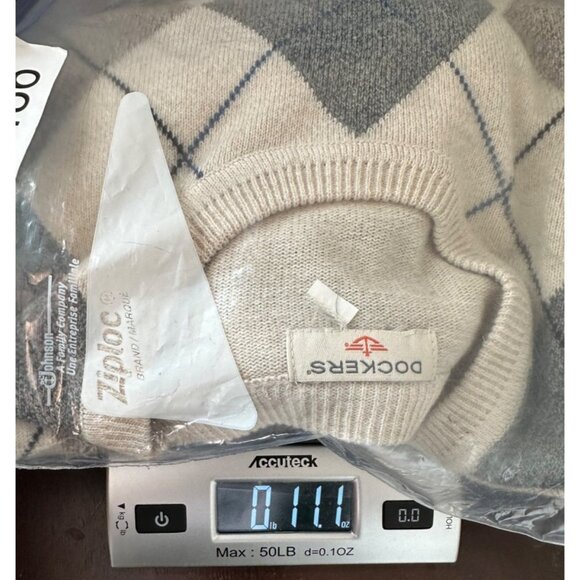 Dockers Sweater Men Tan Brown Long Sleeve Argyle Pattern Large? - Picture 8 of 8